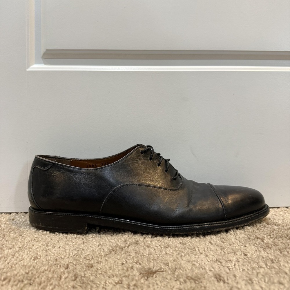 Salvatore Ferragamo Studio Shoes Mens Size 10.5 Black Cap Toe Oxford Italy